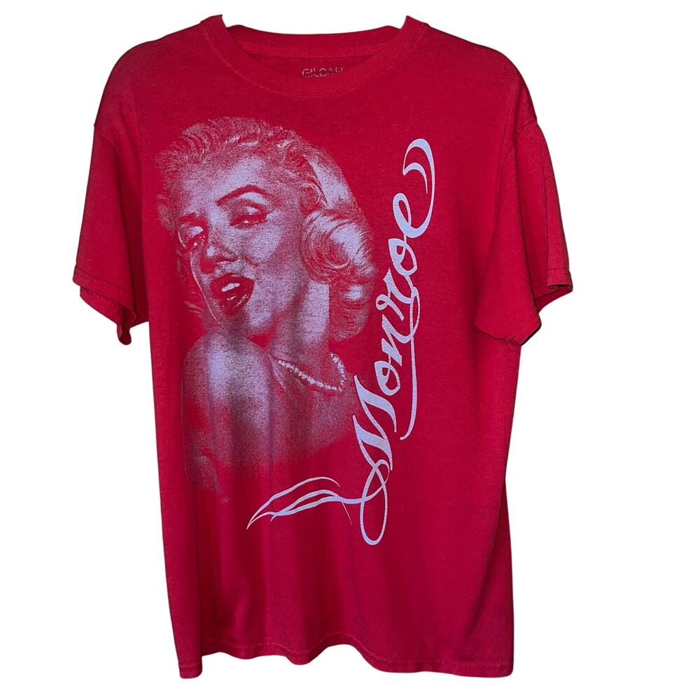 Red Short Sleeve Crew Neck Marilyn Monroe Graphic Print T-Shirt Size Medium